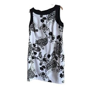 Ronni Nicole Women's Sleeveless Paisley Sheath Dress Size 16 Black White